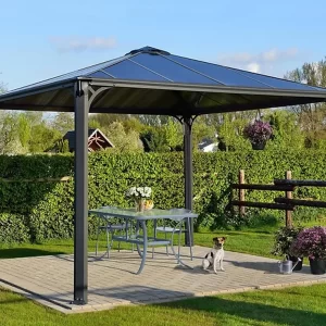 גזיבו אלומיניום לגינה 3.6x3.6 דגם Palermo אפור כהה CANOPIA