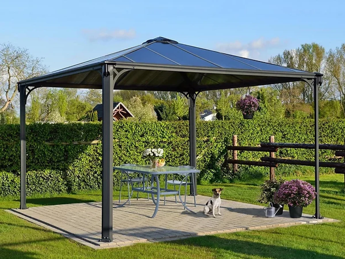 גזיבו אלומיניום לגינה 3.6x3.6 דגם Palermo אפור כהה CANOPIA