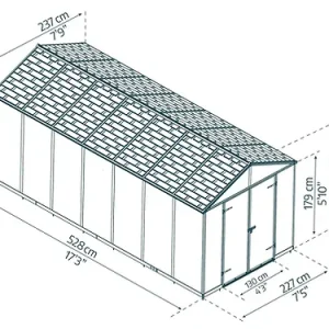 מחסן גינה RUBICON 2.4x5.3 אפור כהה CANOPIA