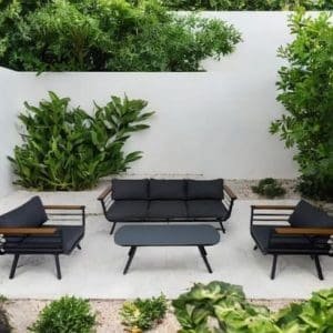 פינת ישיבה מאלומיניום דגם פורטו שחור