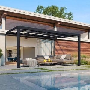 פרגולה אלומיניום STOCKHOLM אפורה 3.4x5.2 עם קירוי שקוף הובלה חינם 705873 CANOPIA