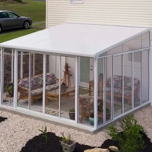 פרגולה אלומיניום סגורה SanRemo לבנה 3.9x4.4 עם קירוי לבן-הובלה חינם 703993 CANOPIA