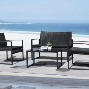 פינת ישיבה ראטן דגם סיאטל כרית שחור