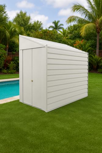 מחסן גינה צר, ממתכת לבנה, אריזונה 47 124X203 איסמור