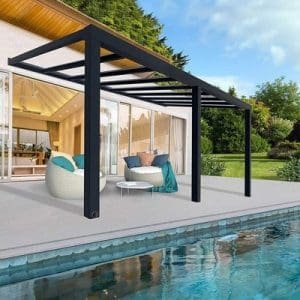 פרגולה אלומיניום STOCKHOLM אפורה 3.4x5.9 עם קירוי שקוף הובלה חינם 705926 CANOPIA