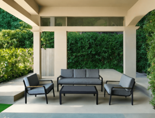 מערכת ישיבה 4 חלקים איטליה שחור