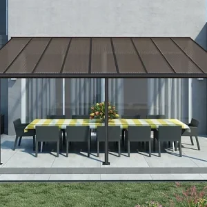 פרגולה אלומיניום Sierra אפורה 3x5.6 עם קירוי ברונזה-הובלה חינם 705331 CANOPIA