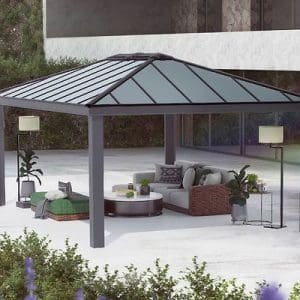 גזיבו לגינה DALLAS 4.3x6.1 רחב בצבע אפור הובלה חינם 707107 CANOPIA