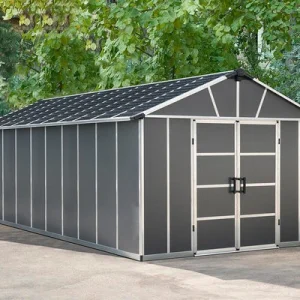 מחסן גינה Yukon 3.3X6.4 אפור כהה כולל ריצפה -הובלה חינם 705724 CANOPIA