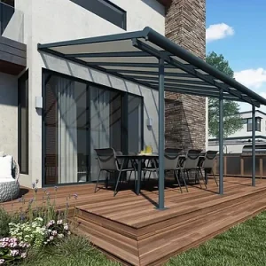 פרגולה אלומיניום Sierra אפורה 3x4.3 עם קירוי ברונזה-הובלה חינם 705329 CANOPIA