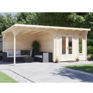 מחסן עץ Cabin עם גזיבו 6x3 עובי 45 DunsterHouse