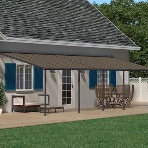 פרגולה אלומיניום Sierra אפורה 3x9.7 עם קירוי ברונזה-הובלה חינם 705341 CANOPIA