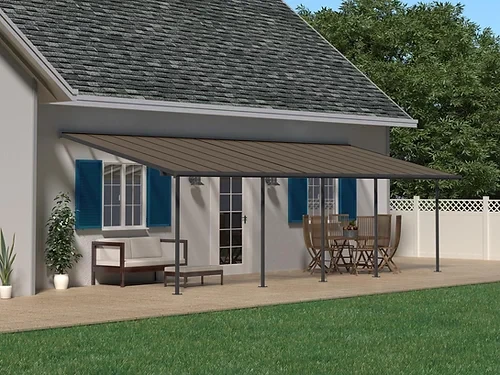 פרגולה אלומיניום Sierra אפורה 3x9.7 עם קירוי ברונזה-הובלה חינם 705341 CANOPIA