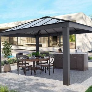 גזיבו לגינה DALLAS 4.3x4.3 רחב בצבע אפור הובלה חינם 707105 CANOPIA