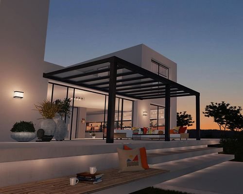 פרגולה אלומיניום STOCKHOLM אפורה 3.4x6.6 עם קירוי שקוף הובלה חינם 705927 CANOPIA