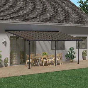 פרגולה אלומיניום Sierra אפורה 3x6.2 עם קירוי ברונזה-הובלה חינם 705333 CANOPIA