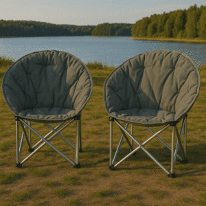 זוג כורסאות קמפינג מתקפלים בגוון אפור
