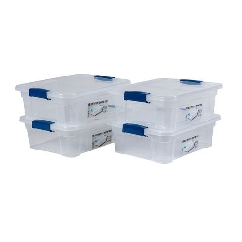 סט 4 ארגזי אחסון דניאל 15 עשויים פלסטיק קשיח בנפח 12 ליטר ADIR