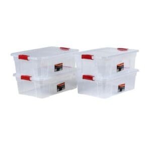 סט 4 ארגזי אחסון דניאל 22 שקופים עשויים פלסטיק קשיח עם מכסה בנפח 22 ליטר ADIR