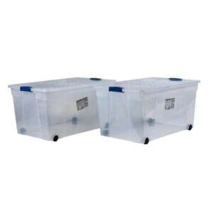 זוג ארגזי אחסון דניאל 120 פלסטיק קשיח עם מכסה וגלגלים בנפח 120 ליטר ADIR
