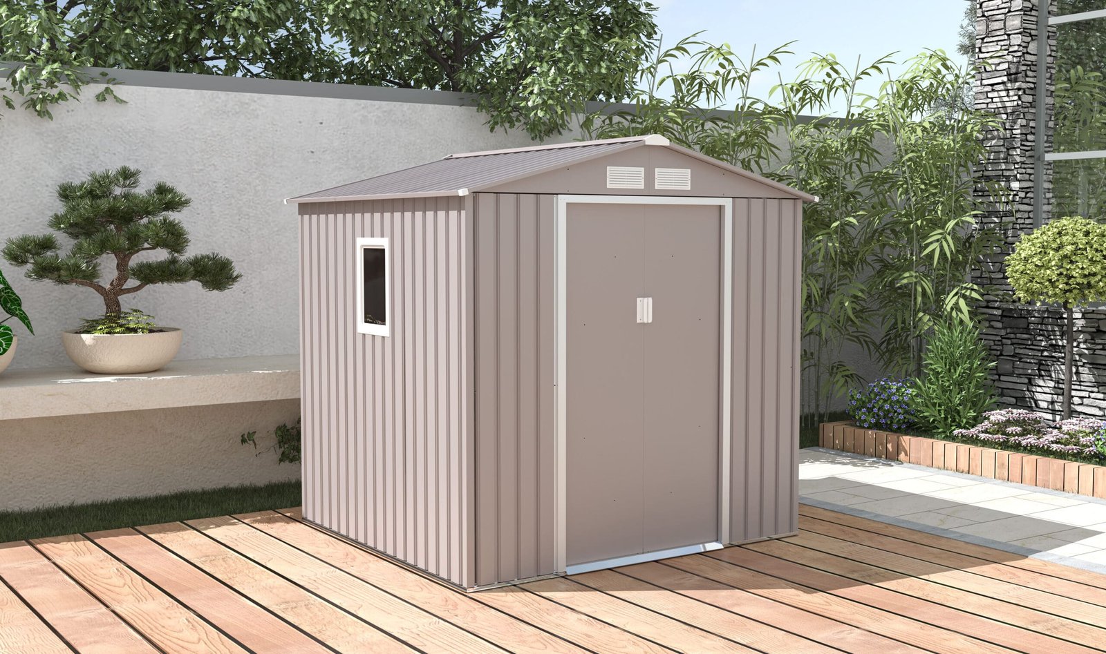 מחסן גינה מחוזק מתכת Garden Tiv WG78 2.13x2.59x2.05 אפקטיב